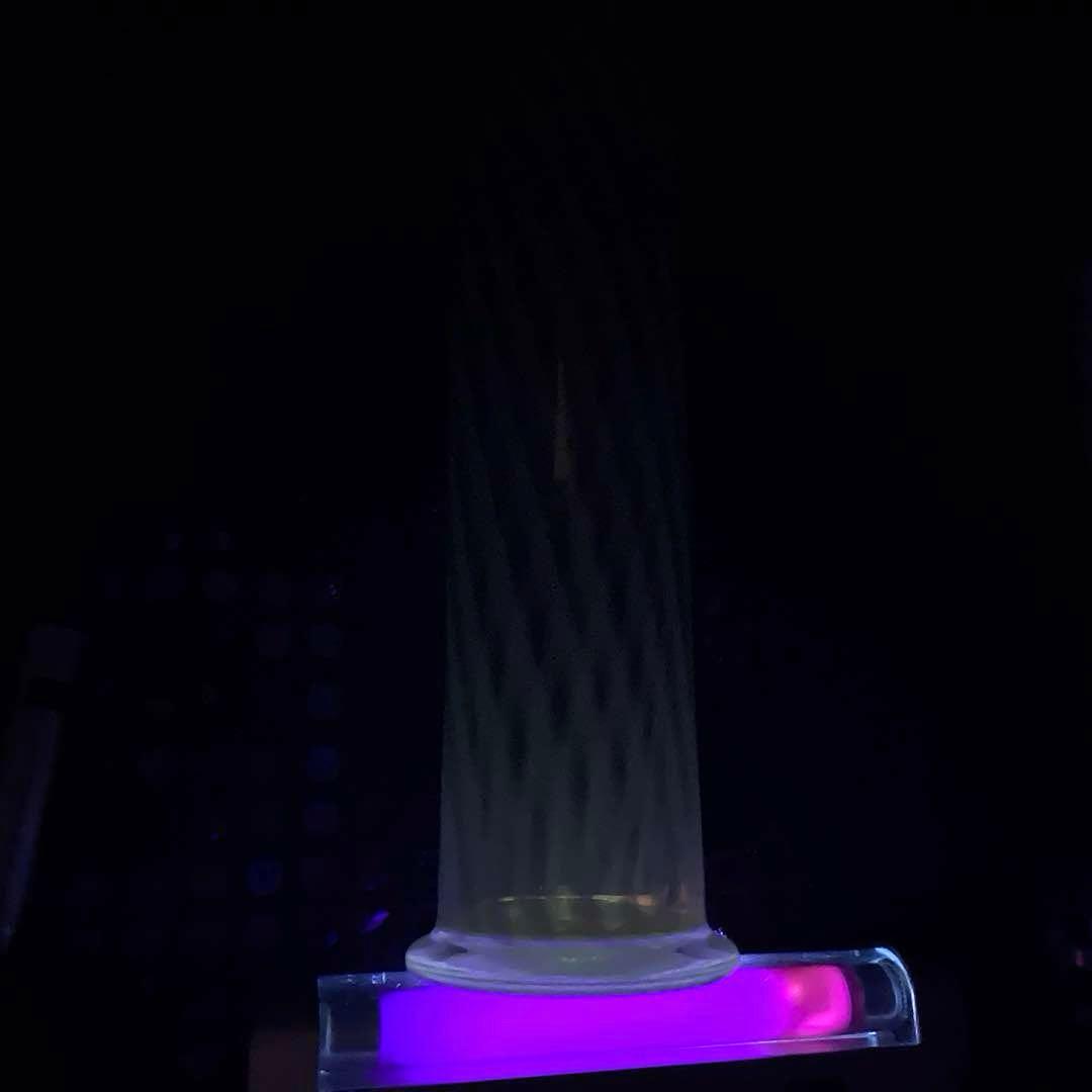 骨董 時代ガラス 希少 黄色乳白色 縞紋 筒型容器 花器 蓋は後付け