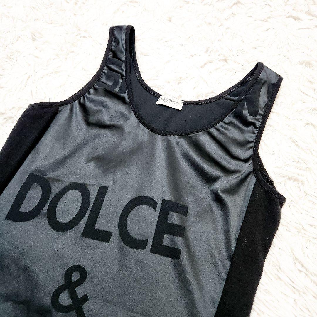 【未使用級】DOLCE&GABBANA ブランドロゴ タンクトップ 黒 42 L