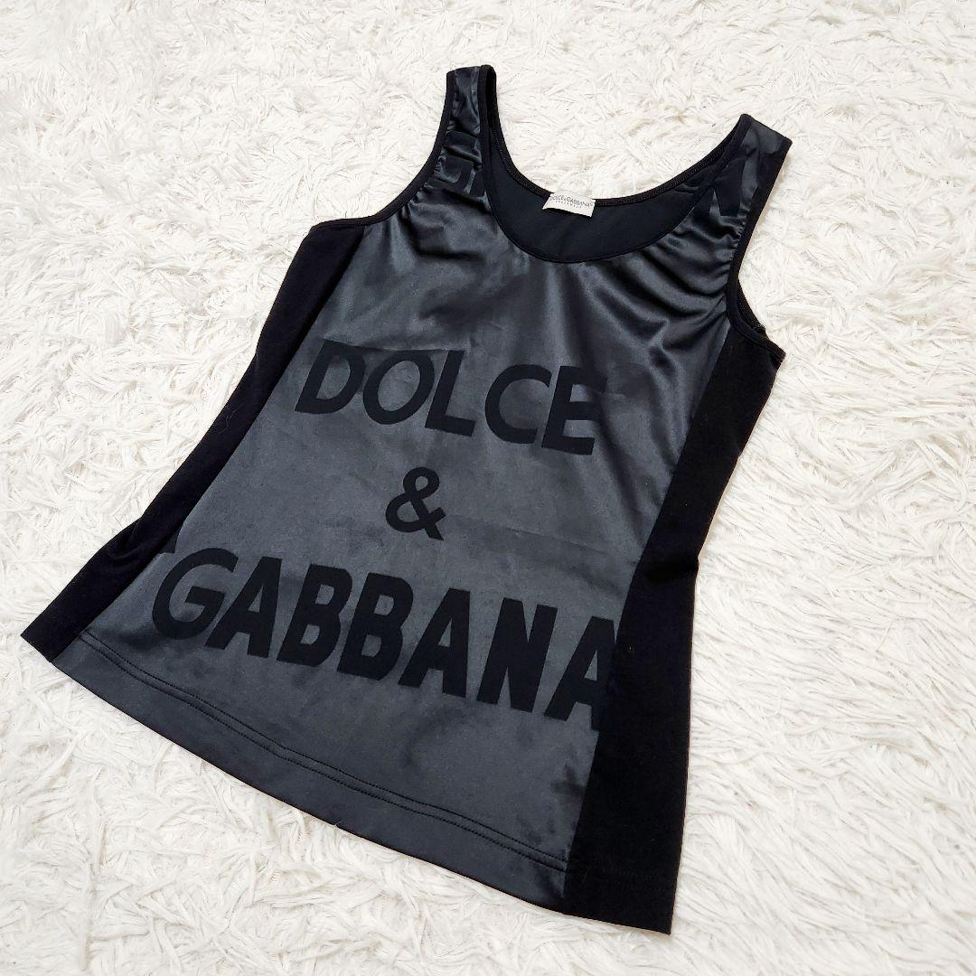 【未使用級】DOLCE&GABBANA ブランドロゴ タンクトップ 黒 42 L
