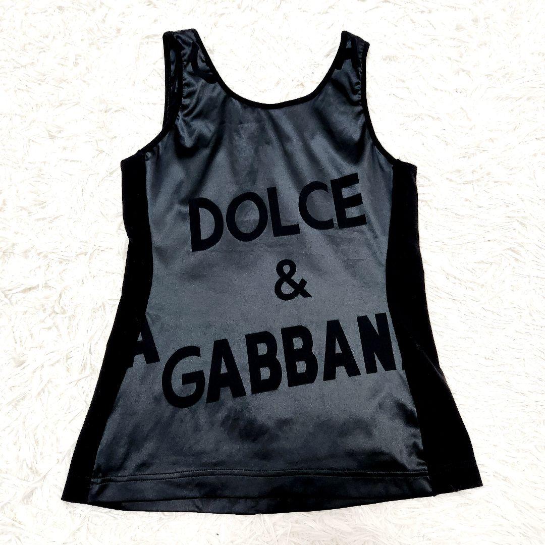 【未使用級】DOLCE&GABBANA ブランドロゴ タンクトップ 黒 42 L