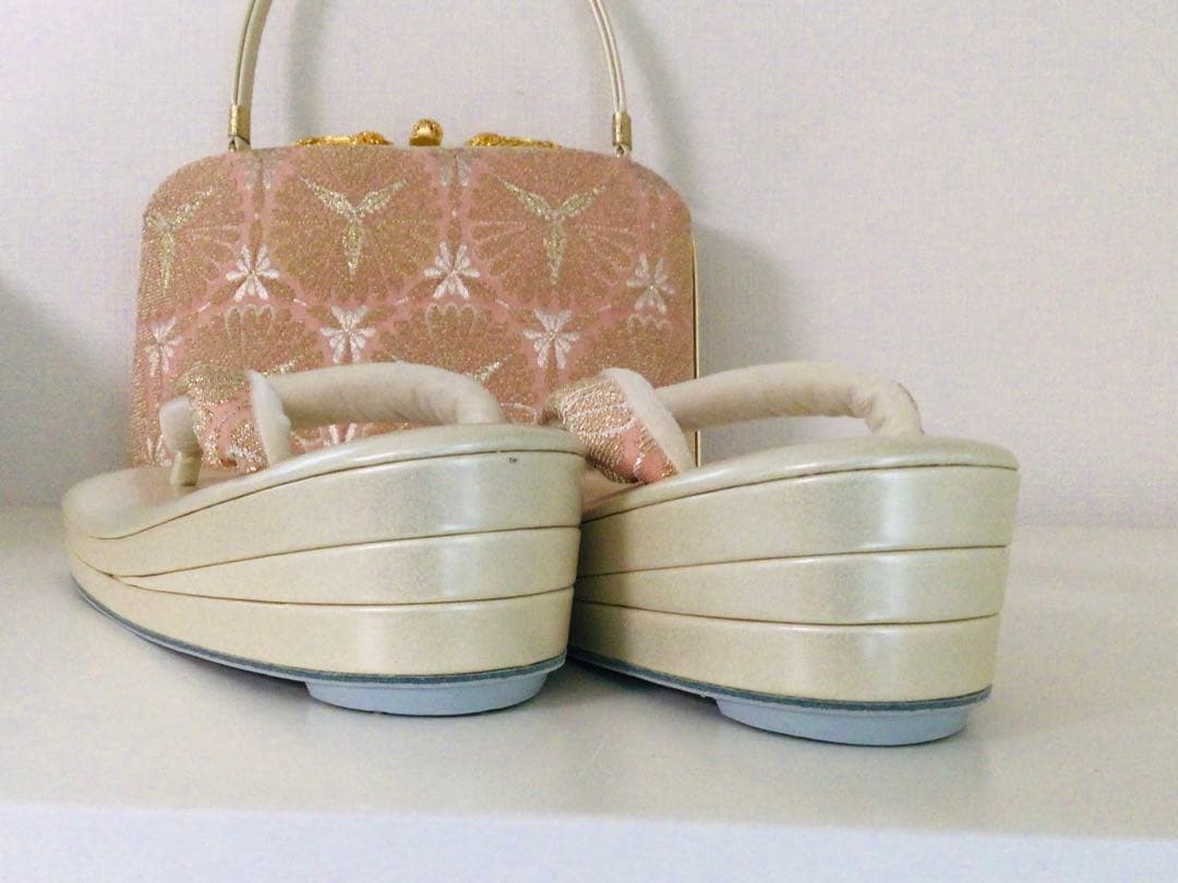 京都和装小物 成人式 西陣 特選最高級 バッグと3枚芯草履セット L寸 未使用品