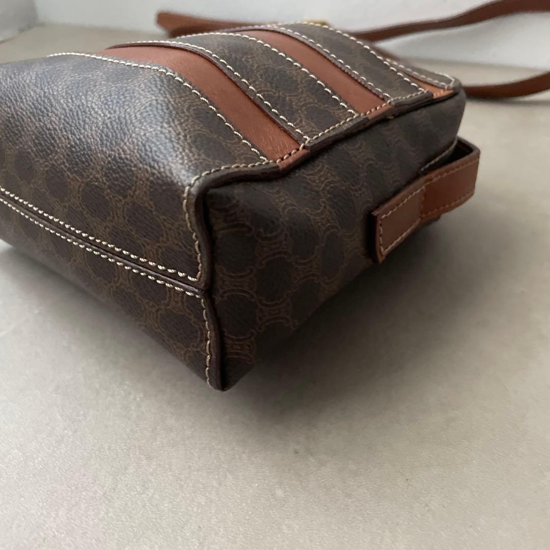 セリーヌ CELINE PVC レザー マカダム ショルダーバッグ ブラウン