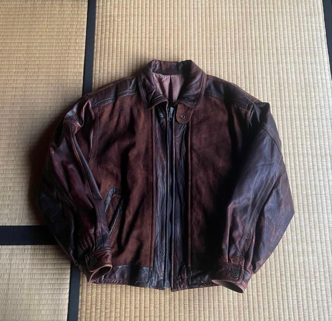 雰囲気抜群80s】高級ラムナッパレザー 子羊革 デンマーク製 レザー