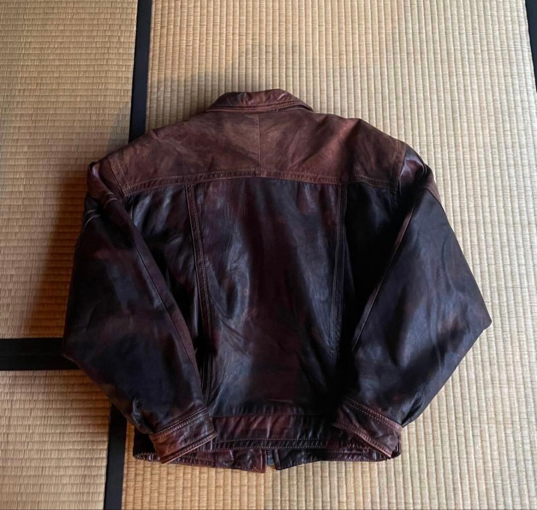 雰囲気抜群80s】高級ラムナッパレザー 子羊革 デンマーク製 レザー