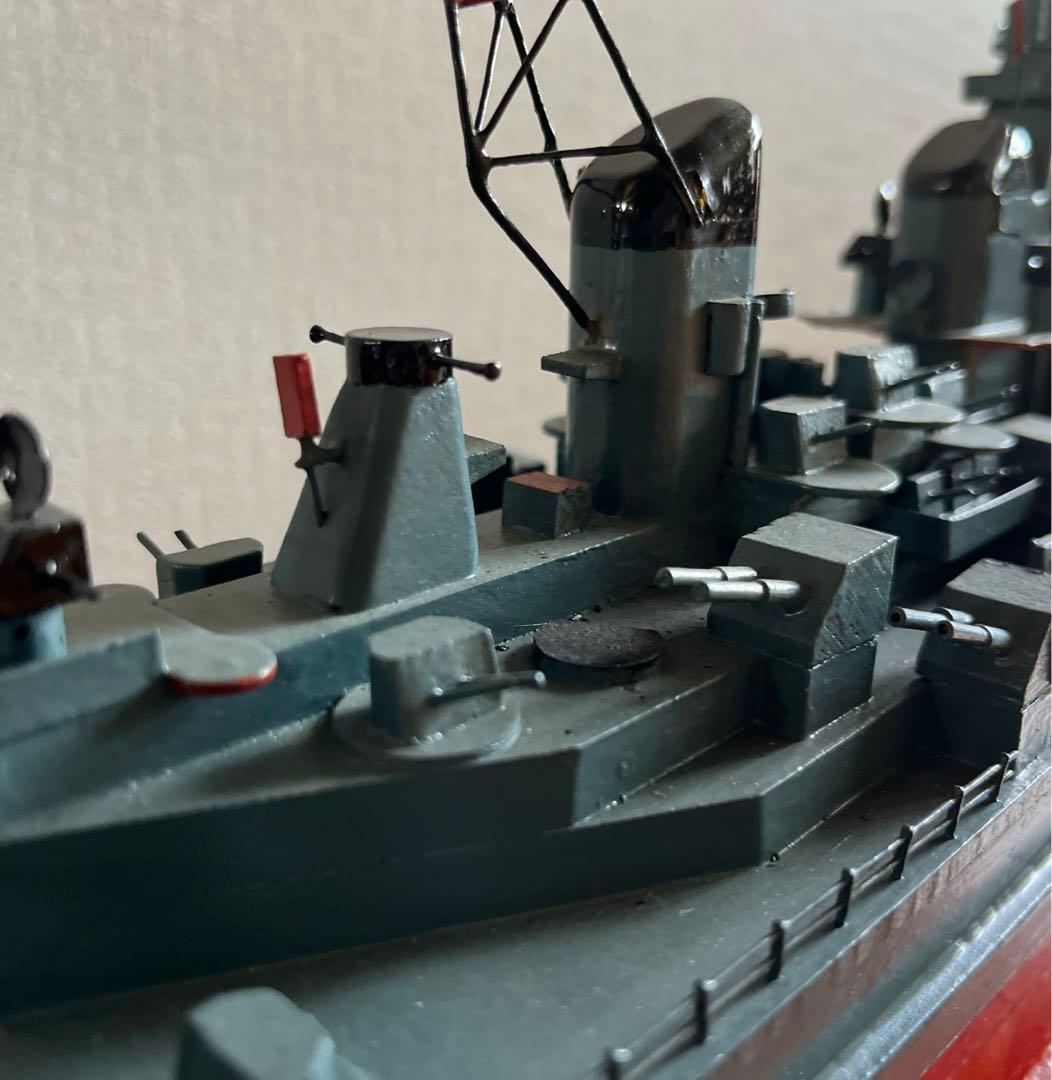 美品　木製模型　艦船　ミズーリ　スタンド付き