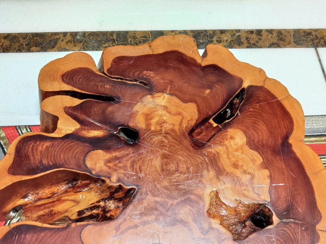 無垢木材 花台 大迫力切り株 かわいい木製オブジェ 木の温もり 年輪