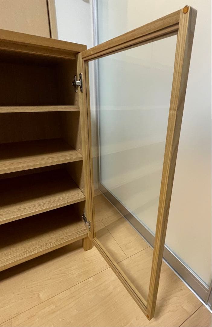 11/22(土)まで特別値引】無印良品 脚付き木製キャビネットガラス扉