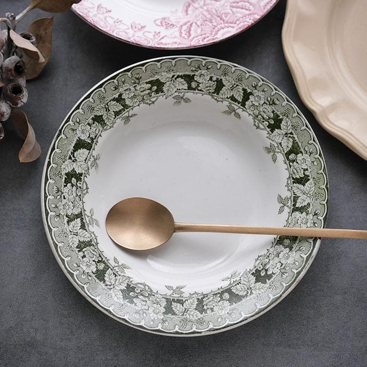 フランス アンティークプレート サンタマン MURIER ミュリエ 花 深皿