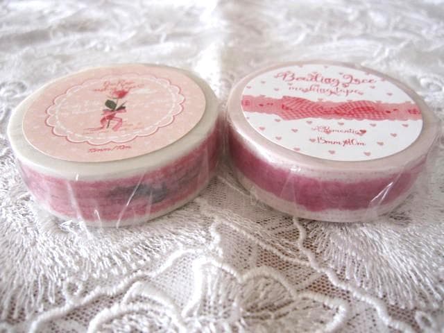 アロマンティック3点♡LALACROMANTICロールシール＆レースと薔薇マステ