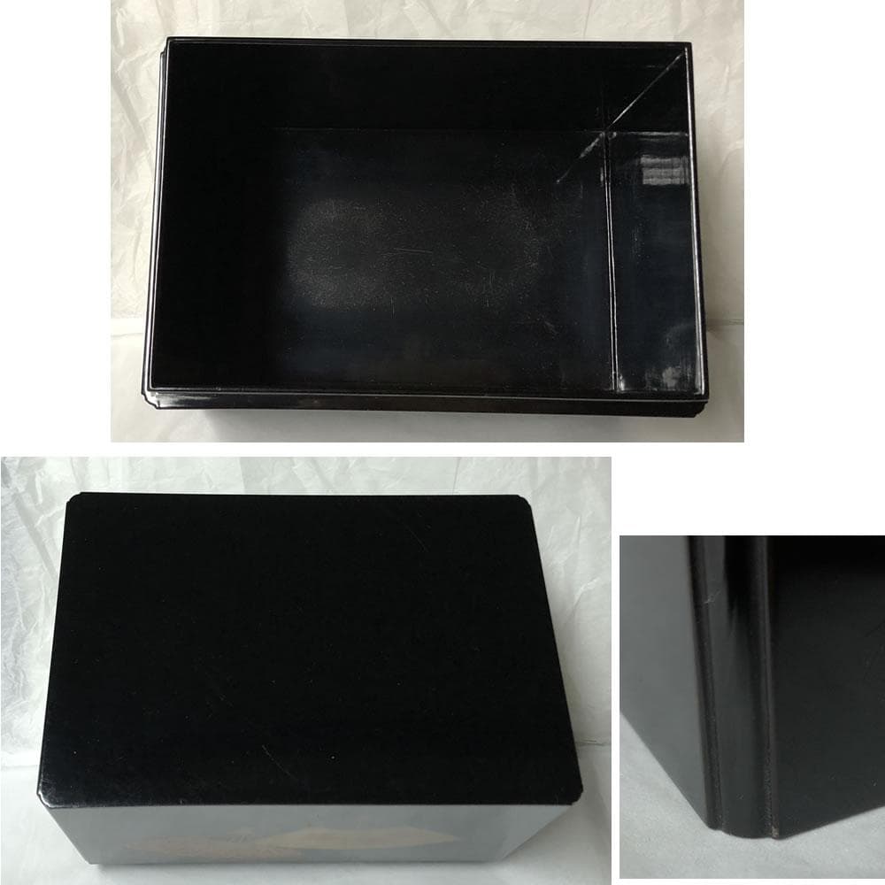 y015 人間国宝 一后一兆 輪島塗 扇面蒔絵 茶箱 共箱 青備前