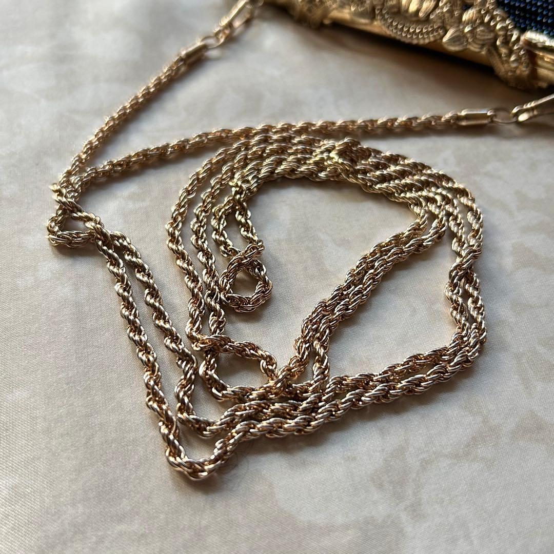 ビーズ刺繍 夜空　お城　ゴールドチェーンショルダーバッグ　フリンジ