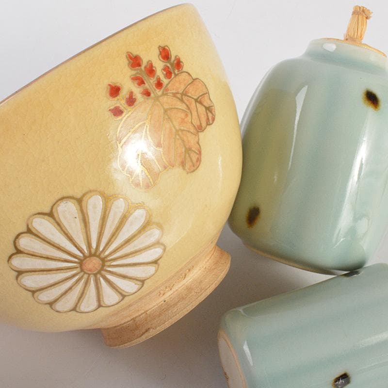 茶道具　黒面朱茶箱　田中香泉作茶碗　振出など　九点　一式　V R6918