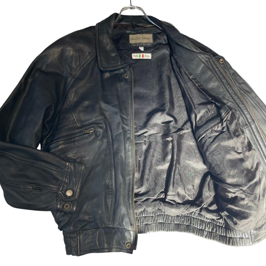 Gullit Men】イタリア ラムレザーシングルライダースジャケット 黒 L