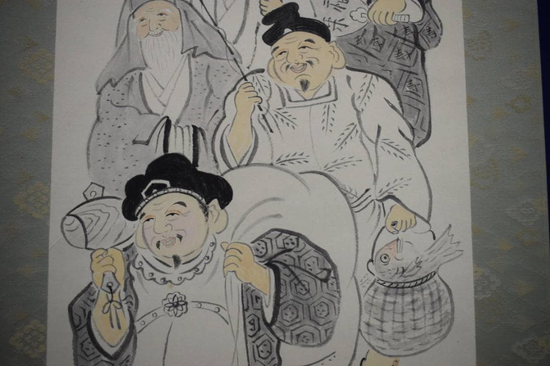 真作/高子/七福神図/布袋屋掛軸HI-547
