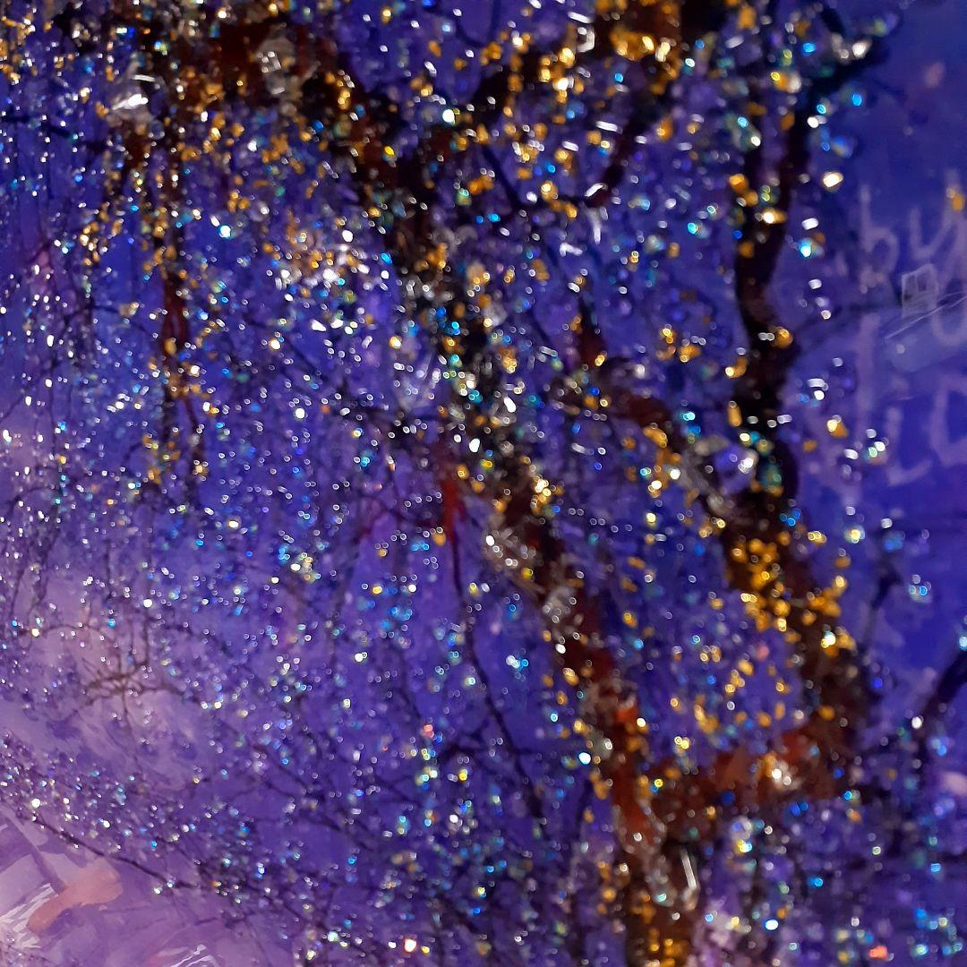 輸入雑貨 天然石 『星空満月』 風景画 水晶石 クリスタル フレーム付き