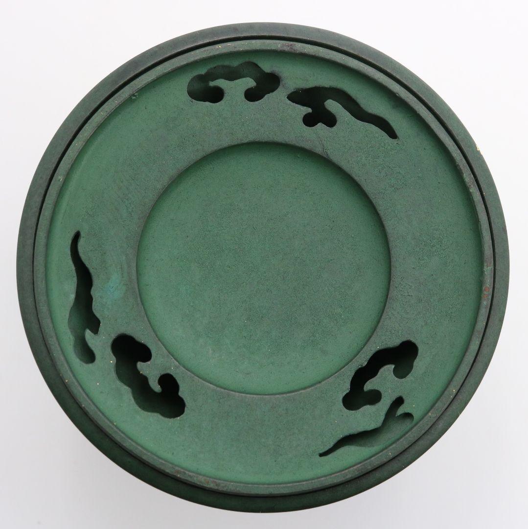 秦蔵六造 塗金銅香炉 瑞雲 青銅器 共箱 N497 NT6