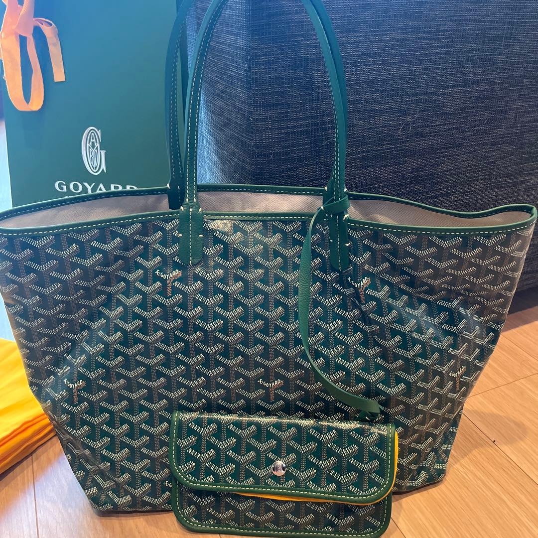 GOYARD ゴヤール サンルイ PM 緑 ユニセックス PVC/レザー トート