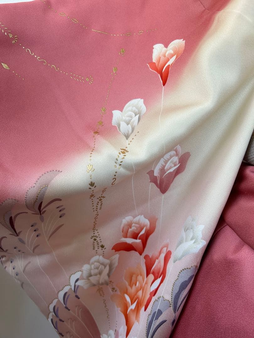 正絹振袖フルセット 豪華金彩 薔薇 パール姫 ピンク 花柄 振袖 絹