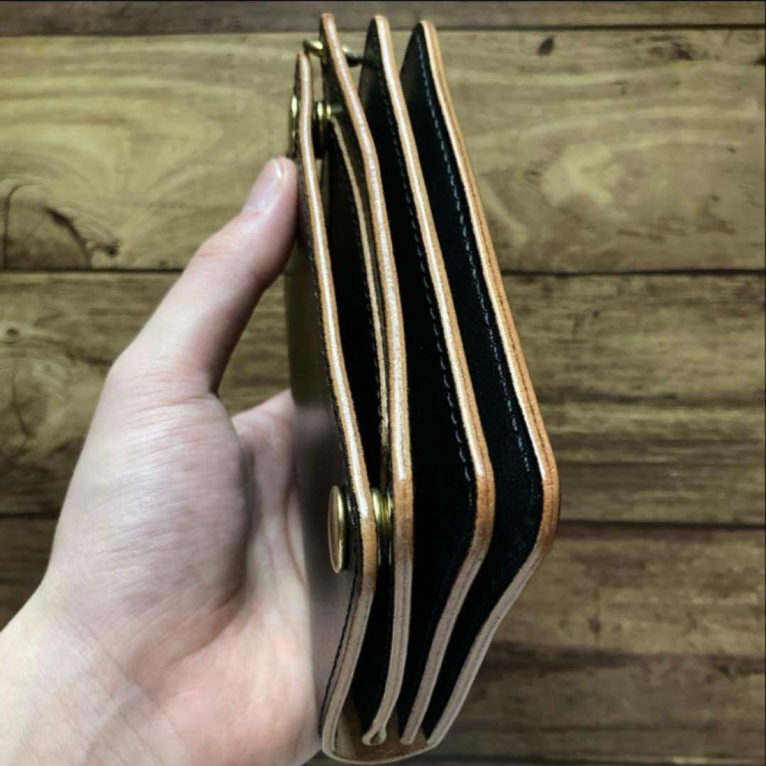 【はま寿司】ミドルトラッカーウォレット 茶芯ブラック【お札を折らずに収納】