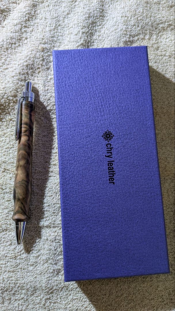 木軸ペン chry leather 黒檀 瘤杢 オーダー品