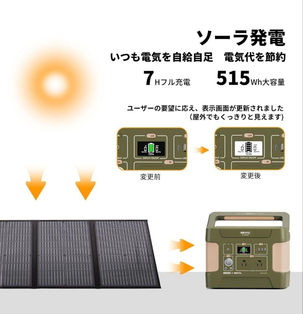 ○新品○EEIVOL ポータブル電源 AC出力600W (瞬間最大1200W