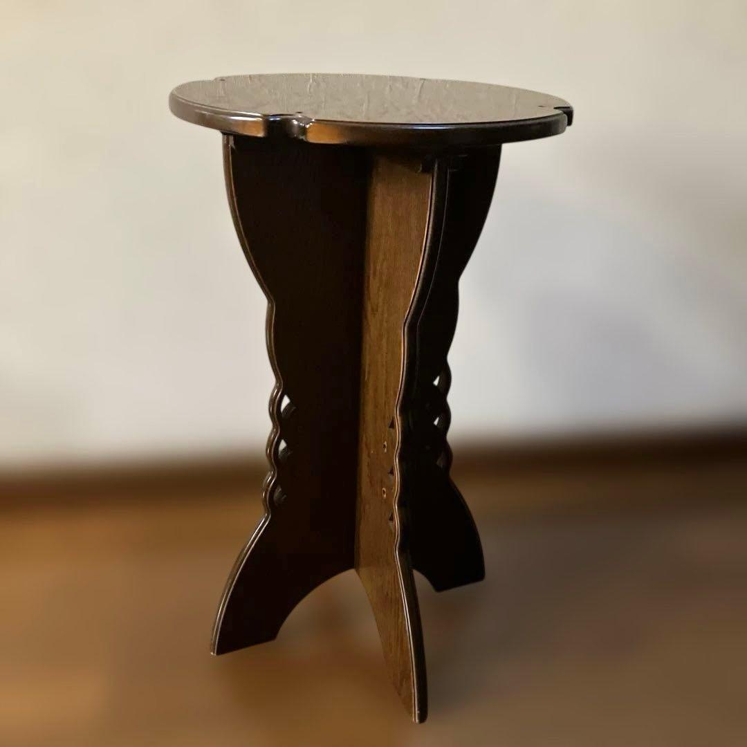 パリの雑貨屋 廃番品 ハンドメイド木製スツール ミニテーブル ダーク