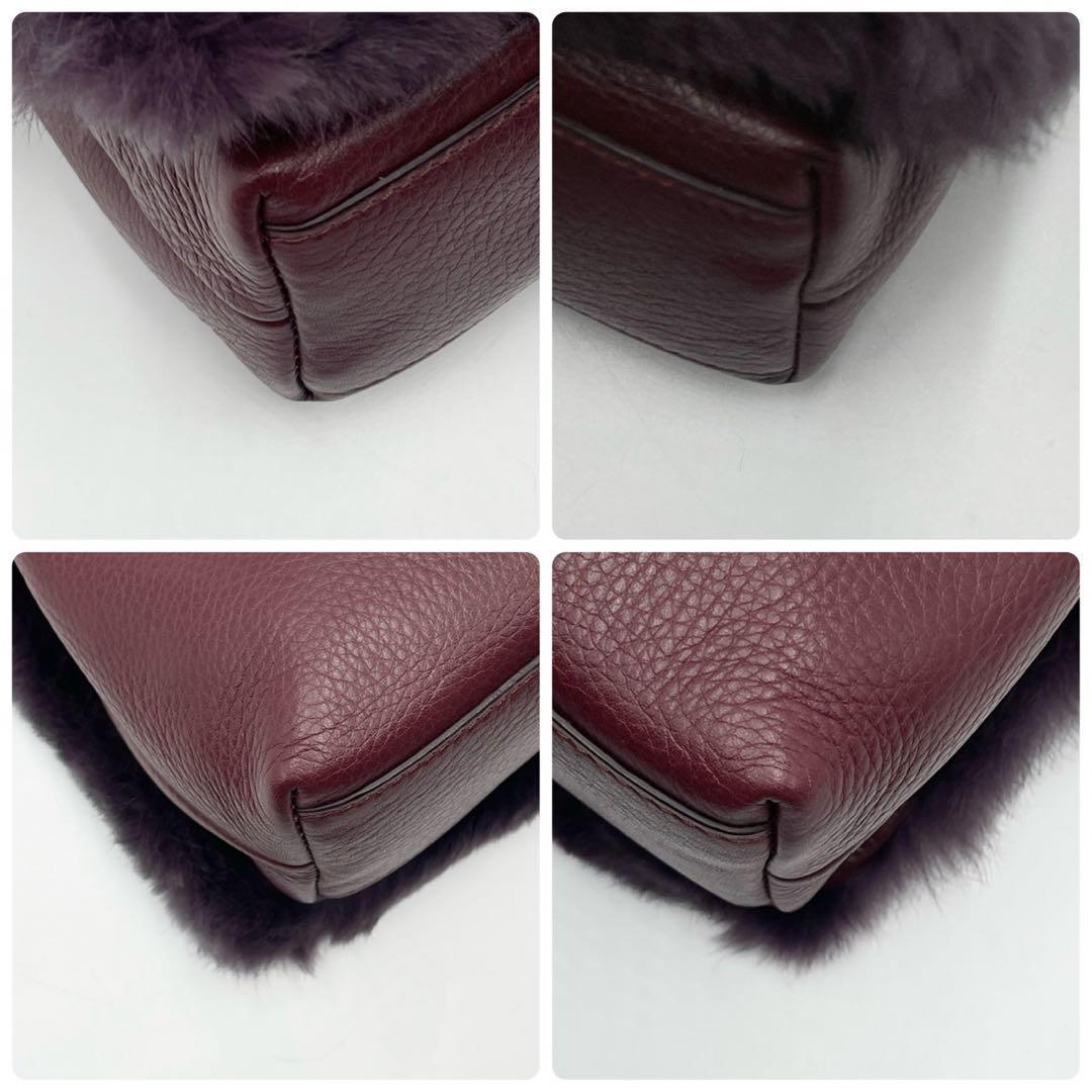 未使用級● マックスマーラ ファー ショルダーバッグ チェーン レザー