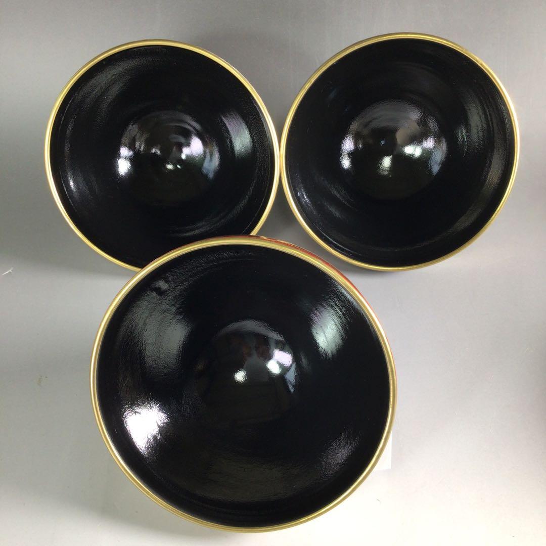 Ｒ３５１　茶碗　十客　『橋本永豊造』『色変わり青海波文』『数茶碗』　共箱茶道具