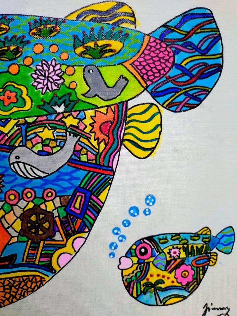 F6号】ジミー大西【海】手描き作品/表裏サイン有り/油彩/アクリル/絵画