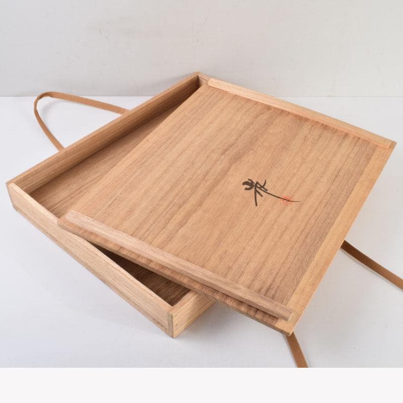 輪島塗　角野岩次作　沈金蒔絵　「昇陽松」　飾額　共箱　C　8660A