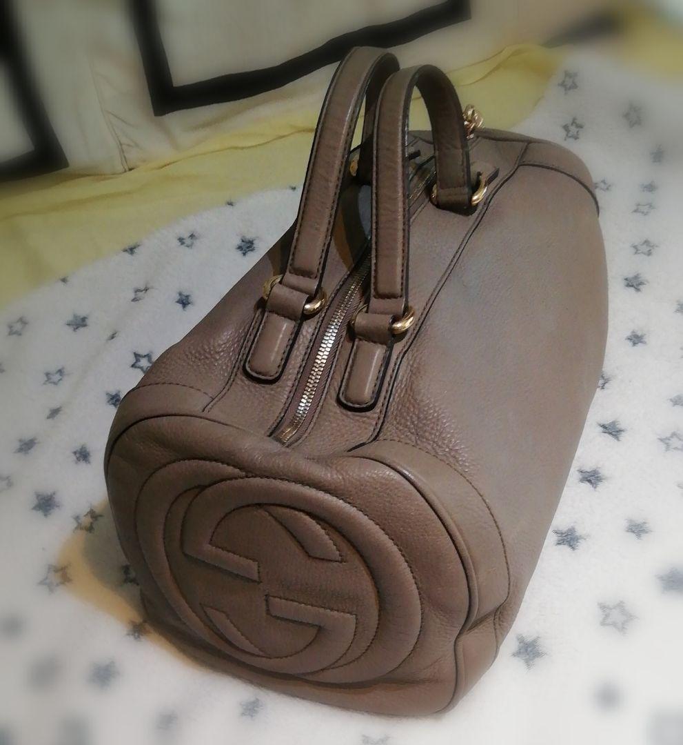 GUCCI　グッチ　ソーホー　SOHO ミニボストン　本革　タッセル　GGロゴ