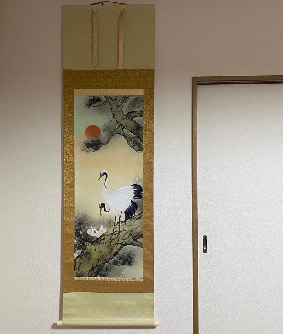 【まとめ売り】掛け軸　松上鶴　小墨山水　松鶴