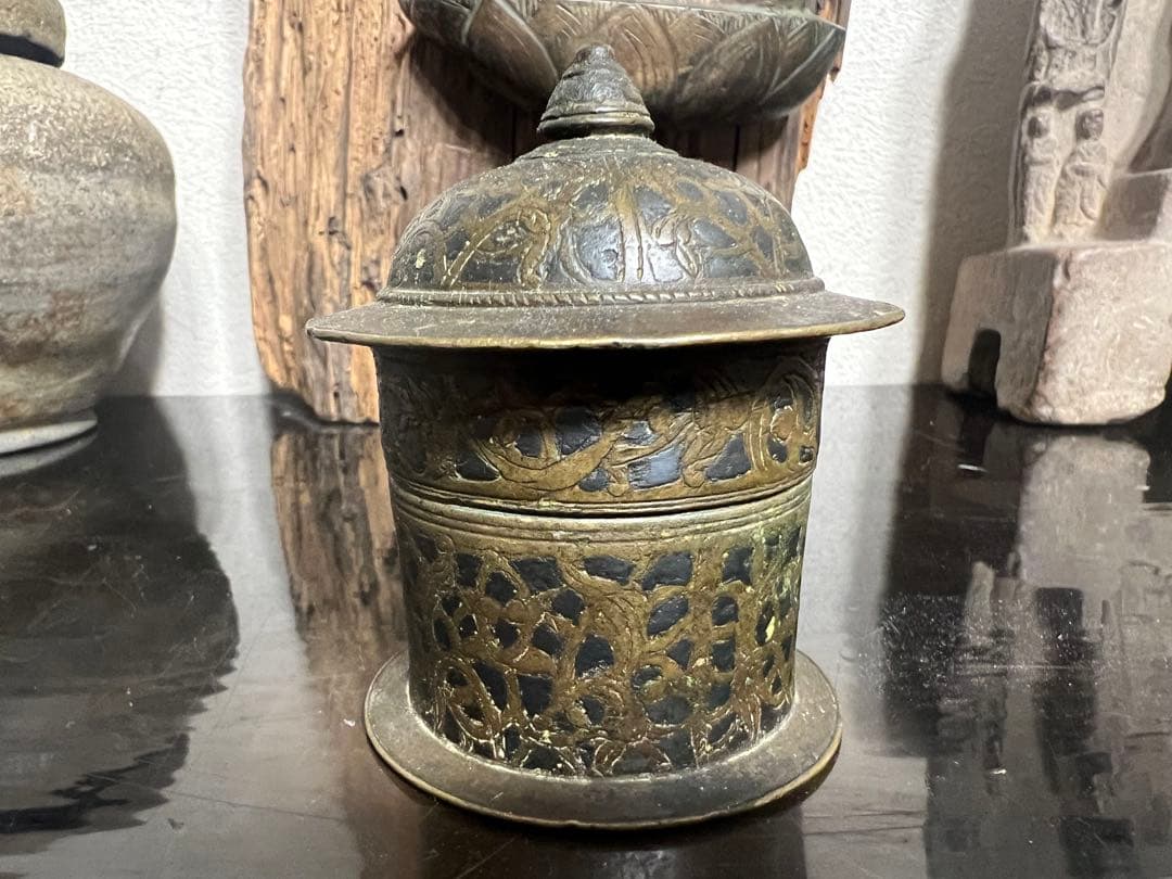 中国 密教法具 抹香 塗香用具 香筒 経筒 佐波理 仏像 仏教美術 骨董 古美術