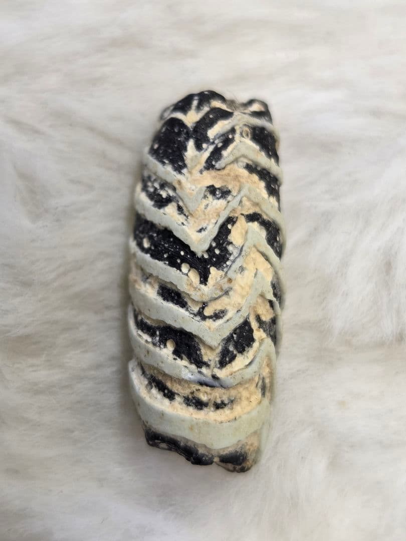 020蜻蛉玉 古いフェザー 黒と白のストライプ模様 ！