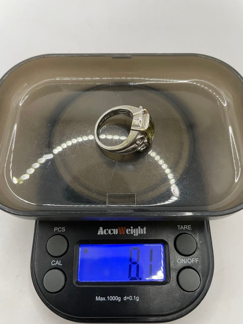 k18 silver925 ペリドットリング　天然石　10号