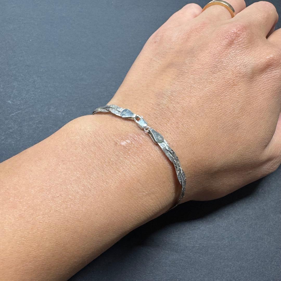 【18㎝ イタリア製】ツイストチェーンブレスレット silver925