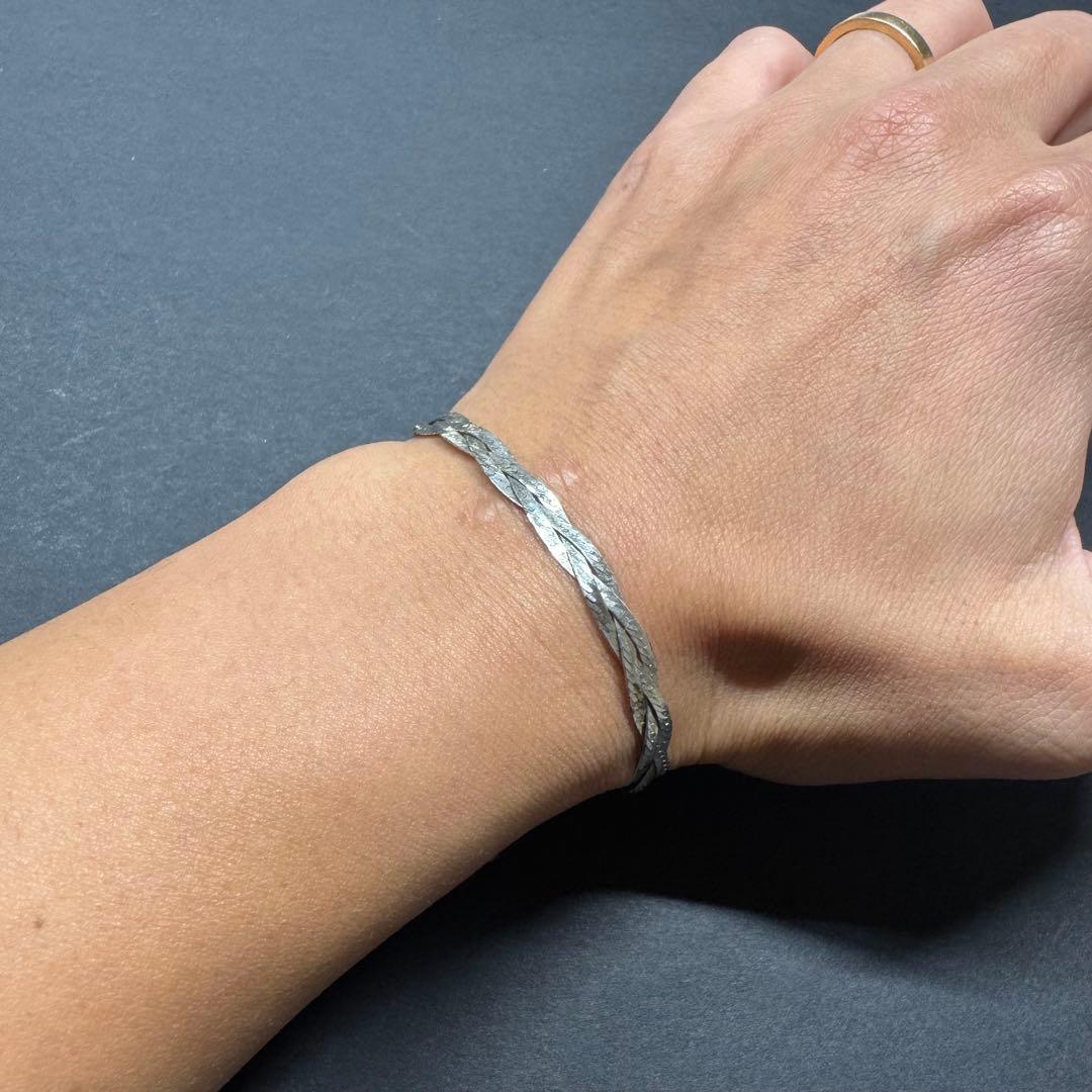 【18㎝ イタリア製】ツイストチェーンブレスレット silver925