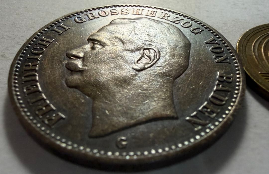 ア*ー様 1912年G. ドイツ バーデン大公国3マルク銀貨フリードリッヒ2世