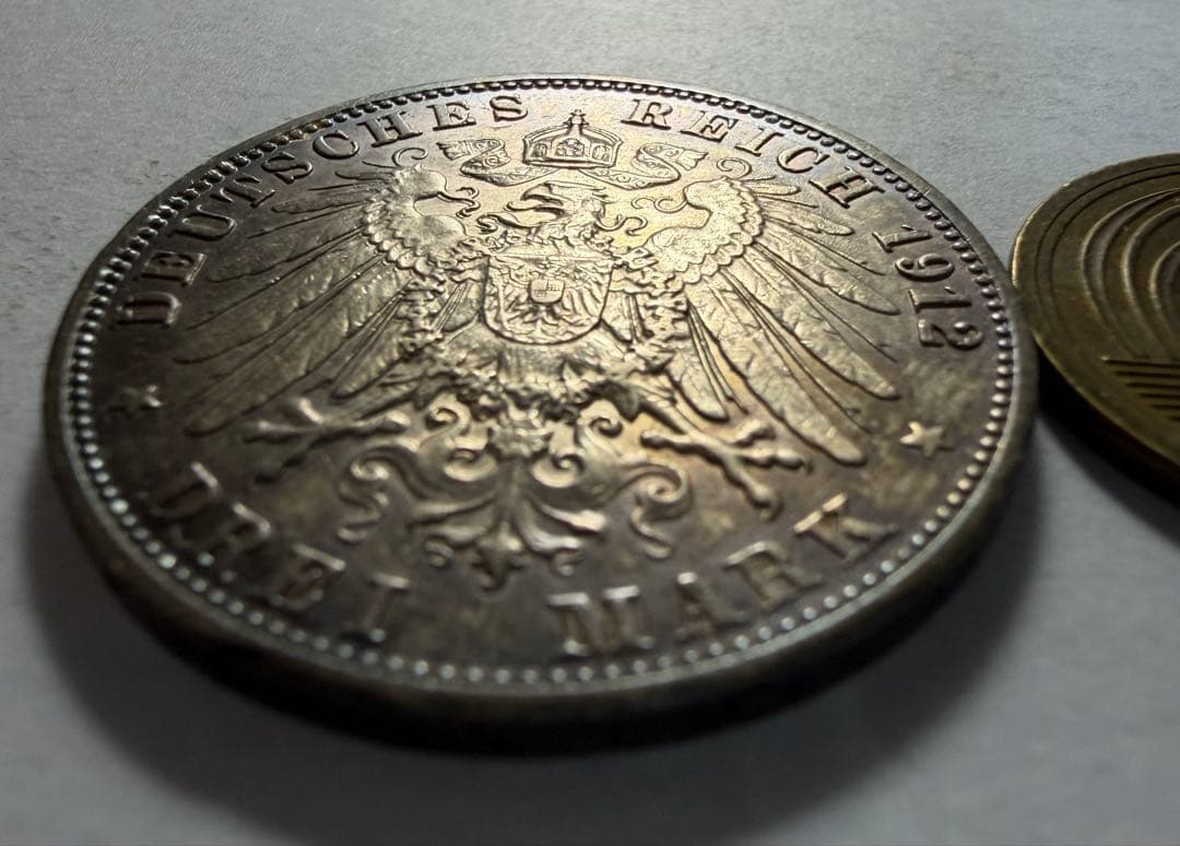 ア*ー様 1912年G. ドイツ バーデン大公国3マルク銀貨フリードリッヒ2世