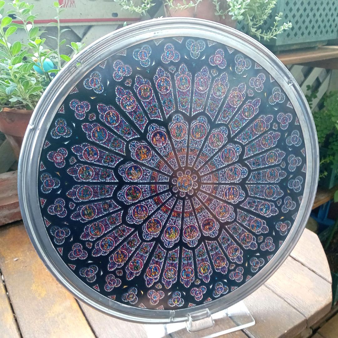 大判ノートルダム大聖堂(パリ)ステンドグラス 北のバラ窓 グラス