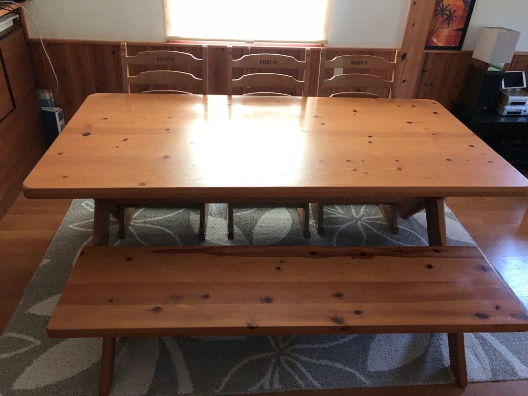 ダイニングテーブル（200cm）　ベンチ椅子セット【引取限定】