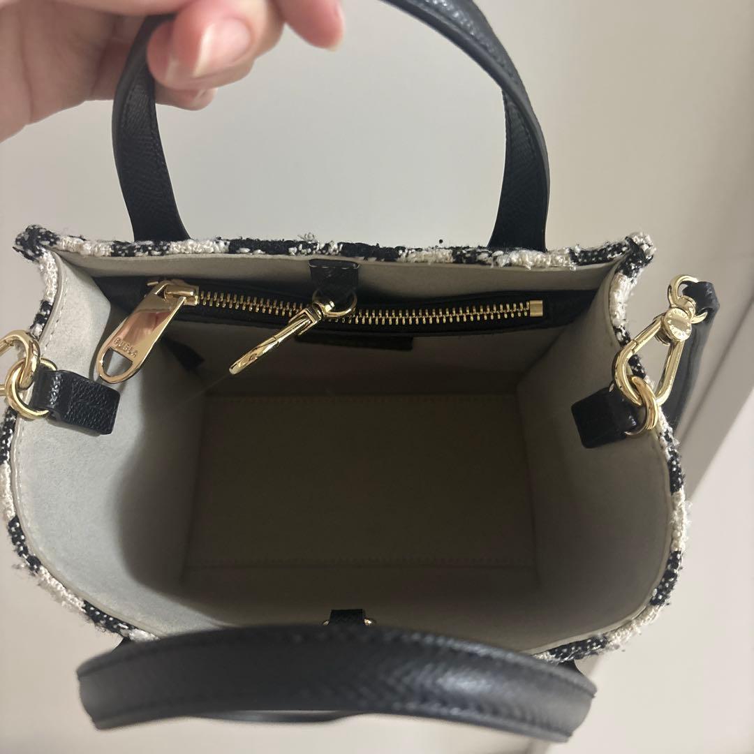 フルラ FURLA ハンドバッグ 2way エラ ツイード ブラック