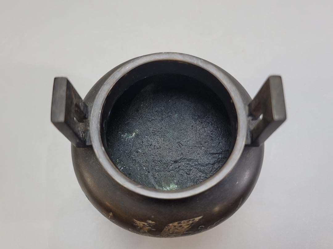 古銅 鳳紋 金銀象嵌 香炉 DT509