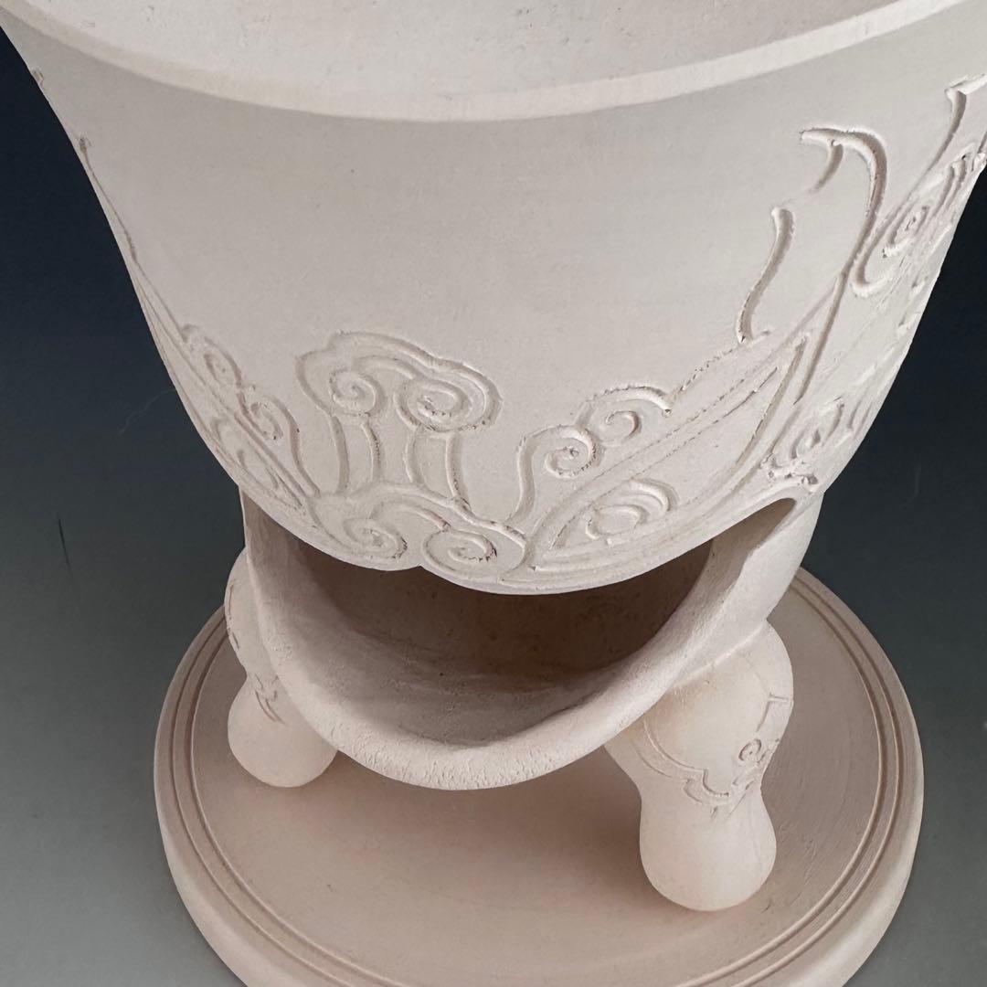 煎茶道具 白泥 木米写 鬼面 涼炉 平安 妙見窯 共箱 台