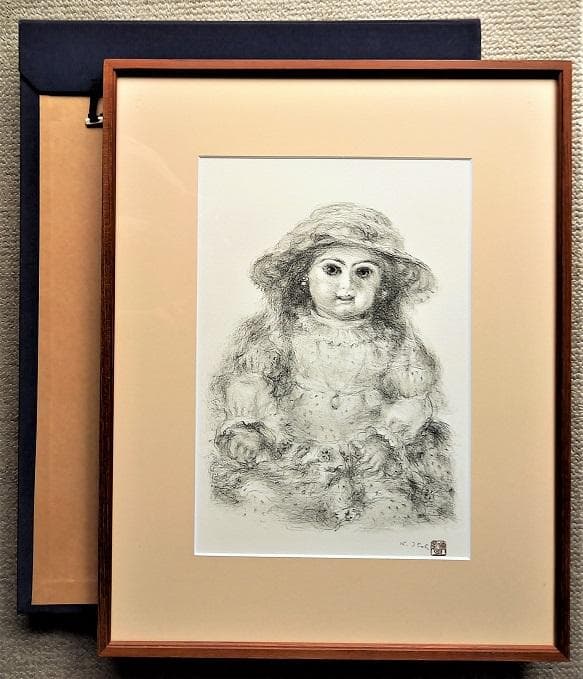 伊藤清永 『フランス人形』 資産家収蔵品 　石版リトグラフ 　文化勲章受章