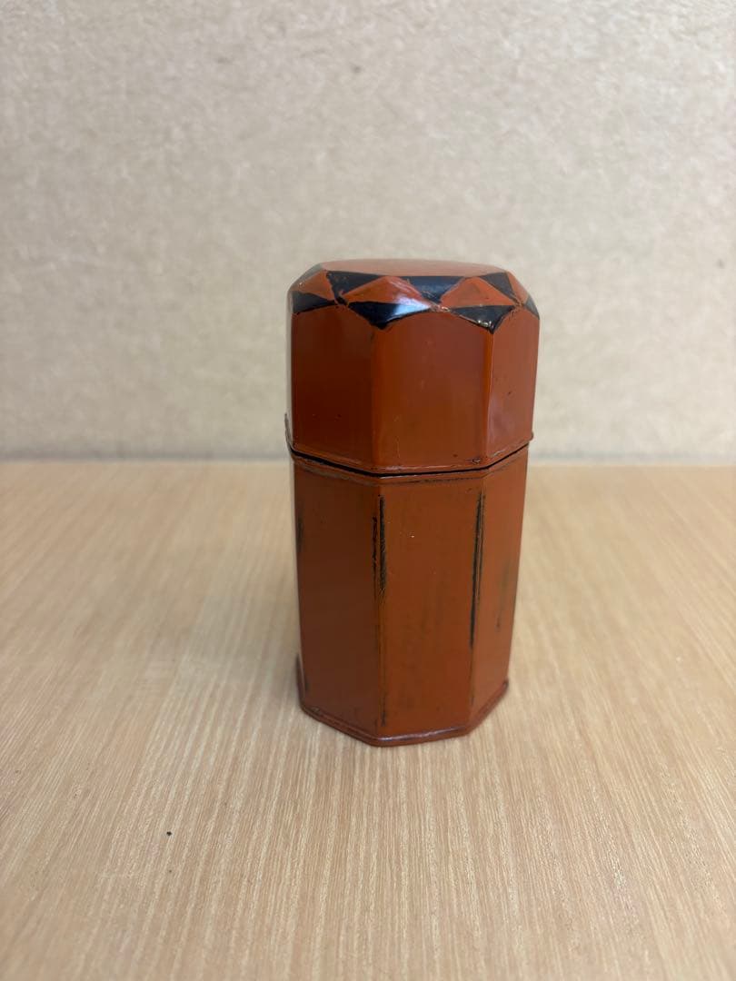 茶道具 乾漆 根来 八角 莨入 中川正斉作