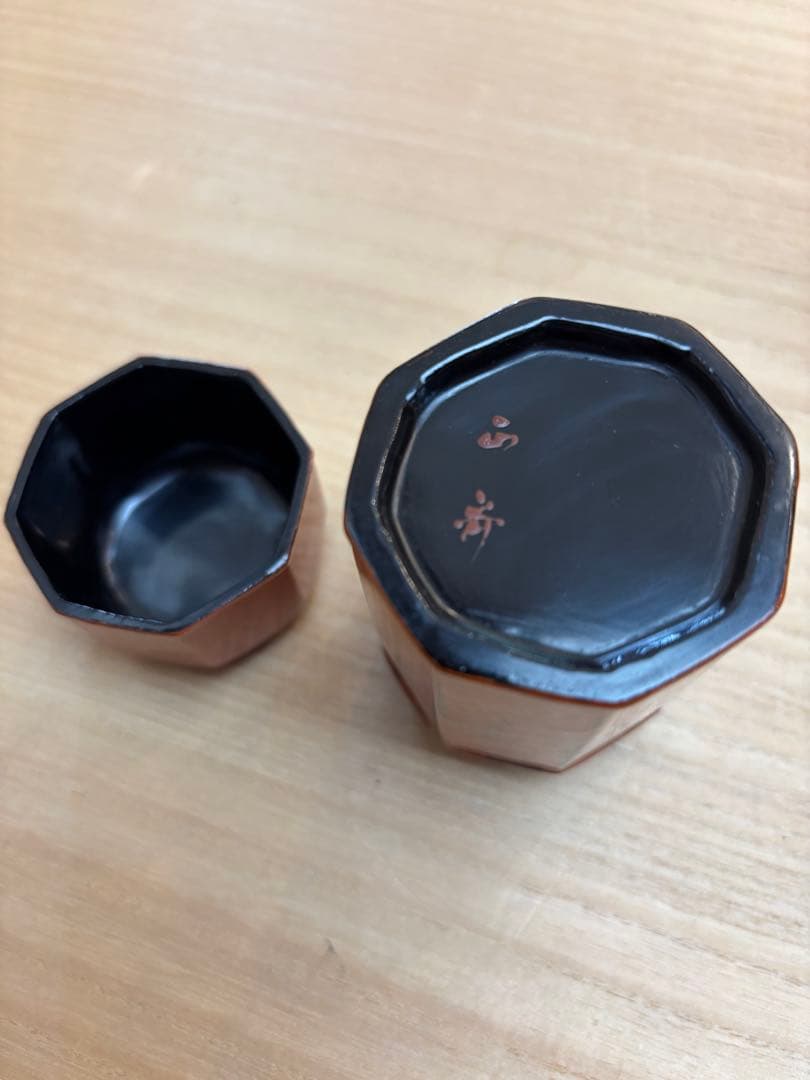 茶道具乾漆根来八角莨入中川正斉作