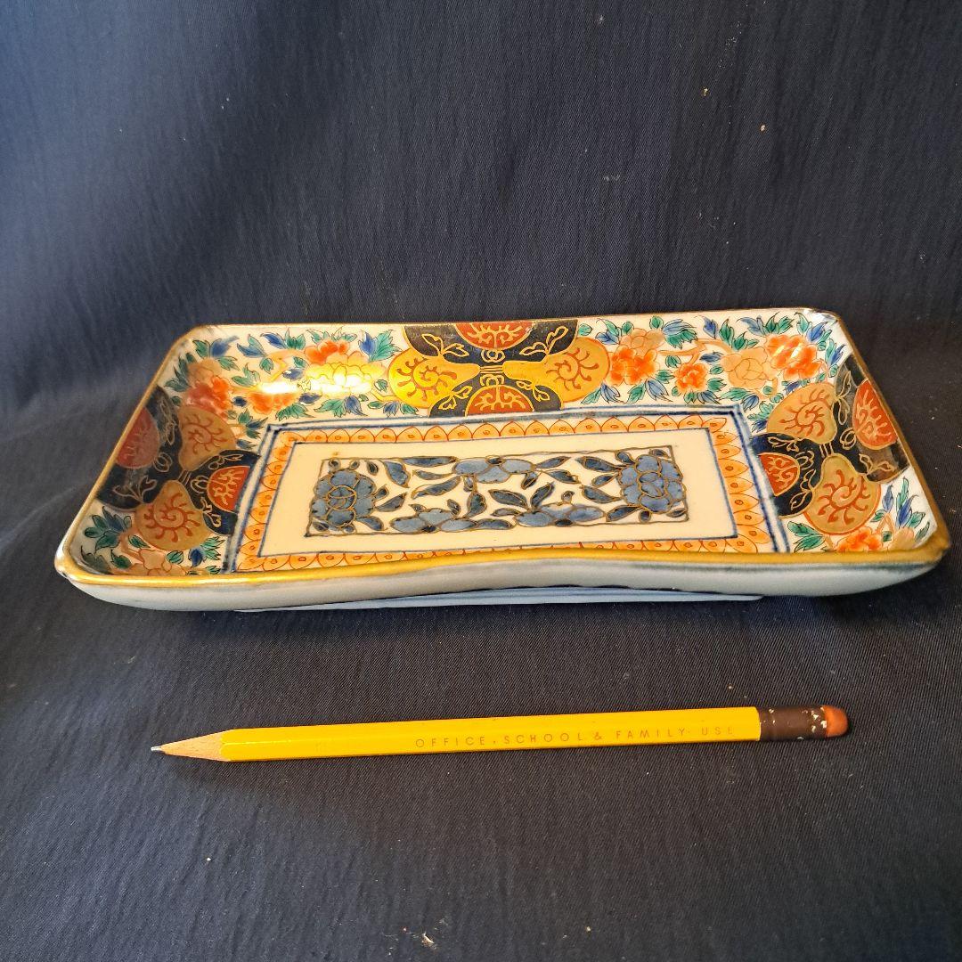 金彩豪華！古伊万里長皿(全5客)」 色絵皿(21×cm)2客