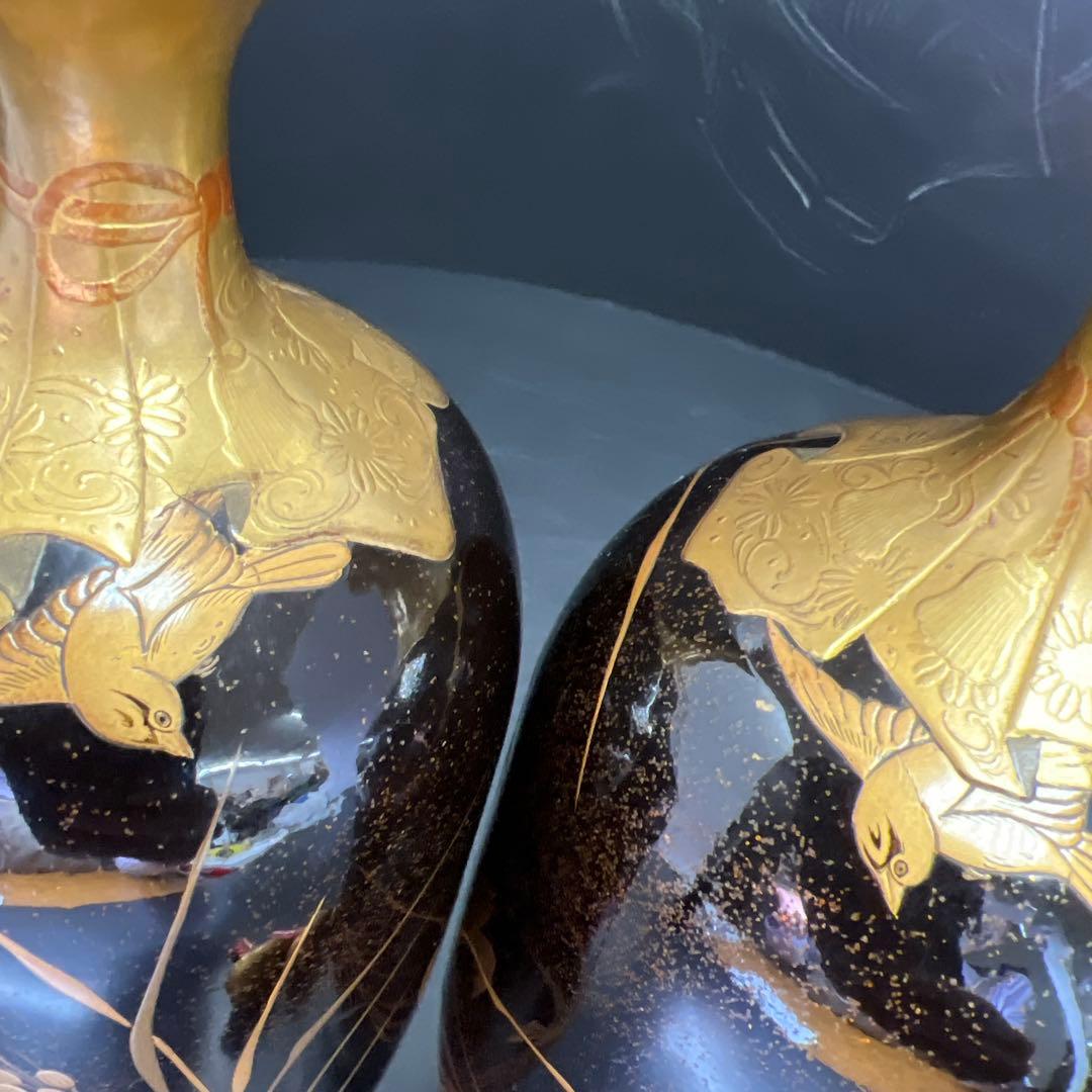 時代　極上手　蒔絵酒瓶子一対　木箱付　高さ約21㎝　東Y7-1125☆2Fトコニ