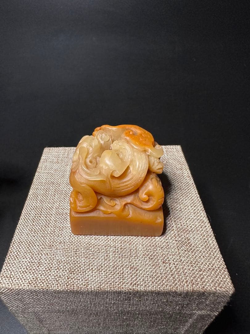 108 寿山石 印材 芙蓉黄 古獣 瑞獣 印石 唐物 高級印材 印材 寿山石 龍